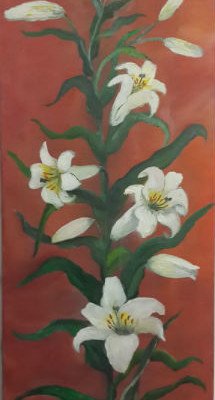 ציור פרחים לבנים