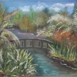 ציור גשר על הנהר
